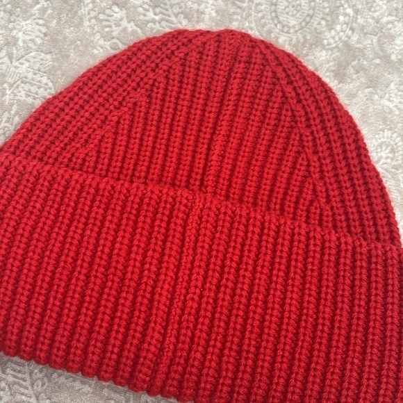 NWOT Coach Ribbed Knit Patch Beanie Sport Red Winter Cap Cuffed Hat main image 6
